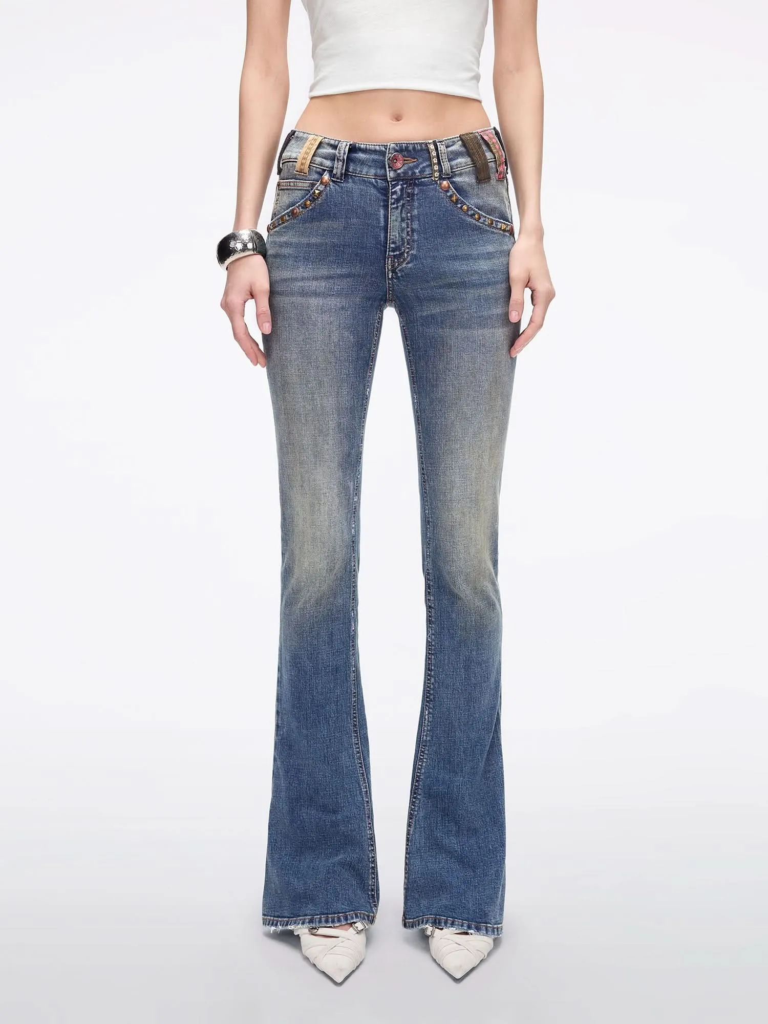 Belt Loop Flared Jeans