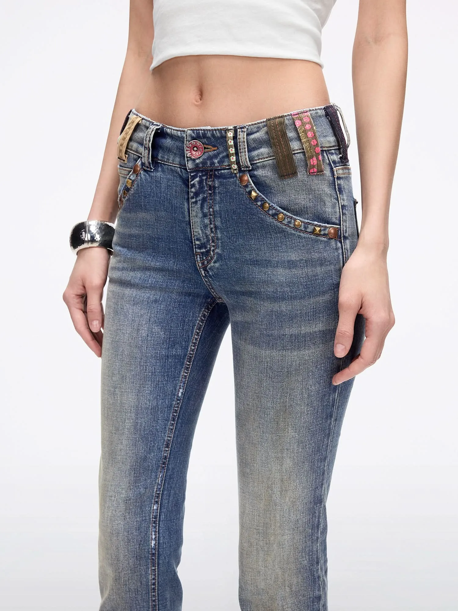 Belt Loop Flared Jeans