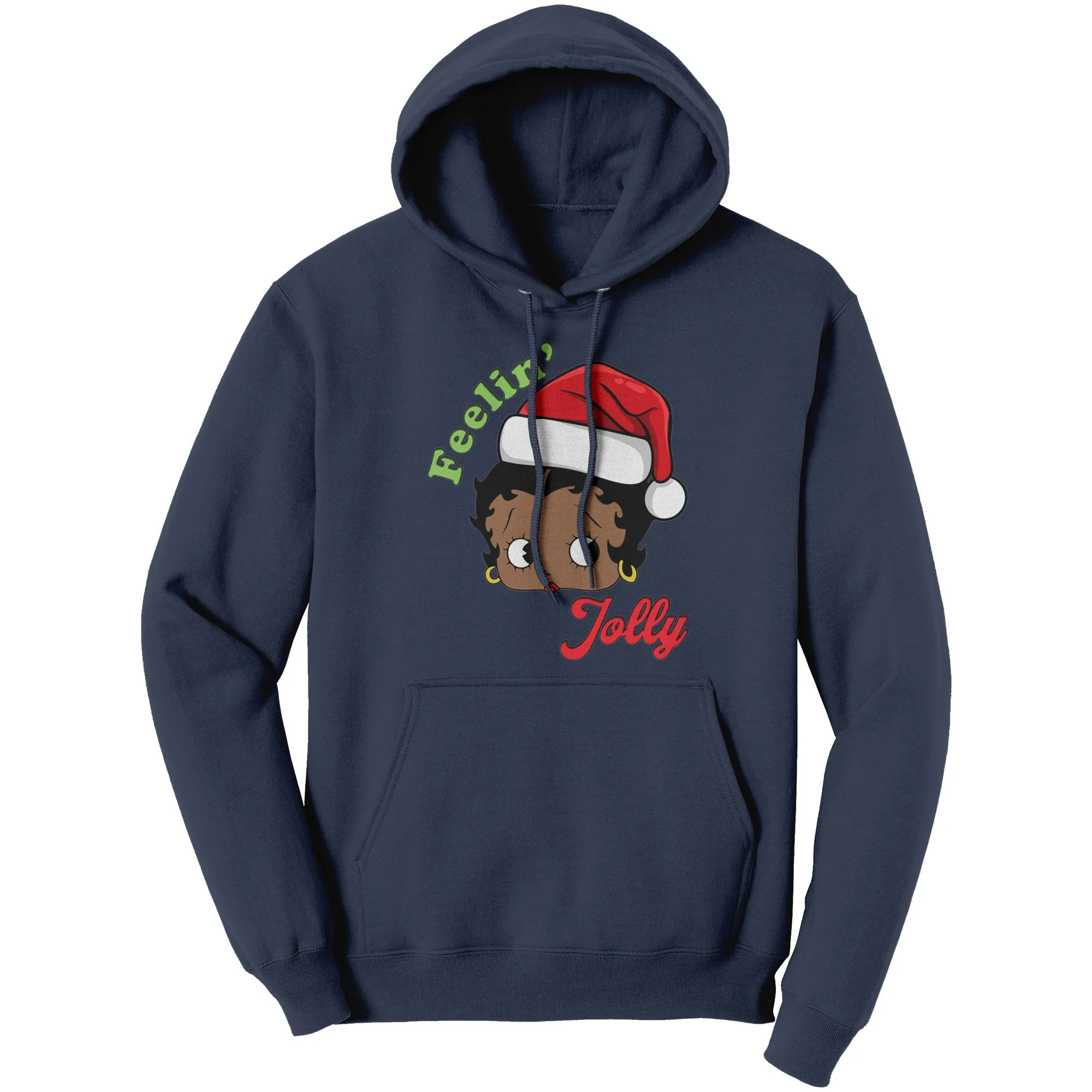 Betty Boop Christmas Hoodie, Feeling Jolly Sweatshirt, Christmas Gift for Her, Holiday Graphic Hoodie, Betty Boop Hoodie, Womens Clothing