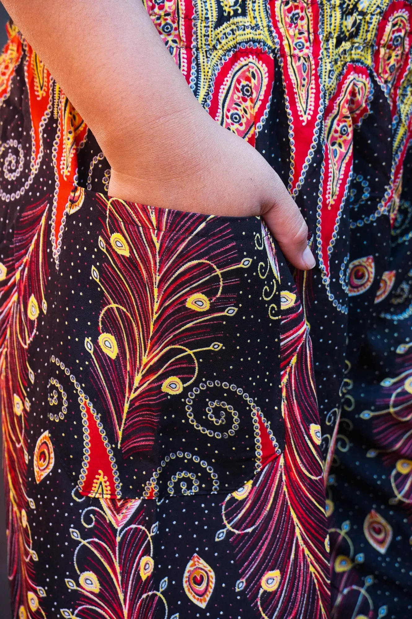 Black and Orange Peacock Pants
