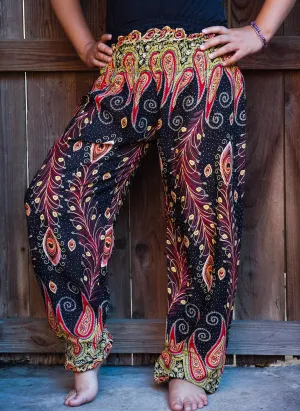 Black and Orange Peacock Pants