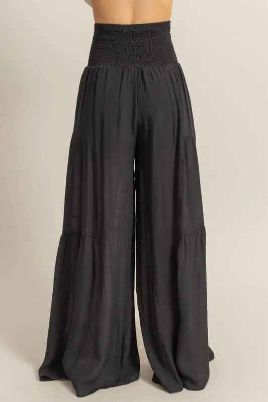 Black Bow Tied Palazzo Pants