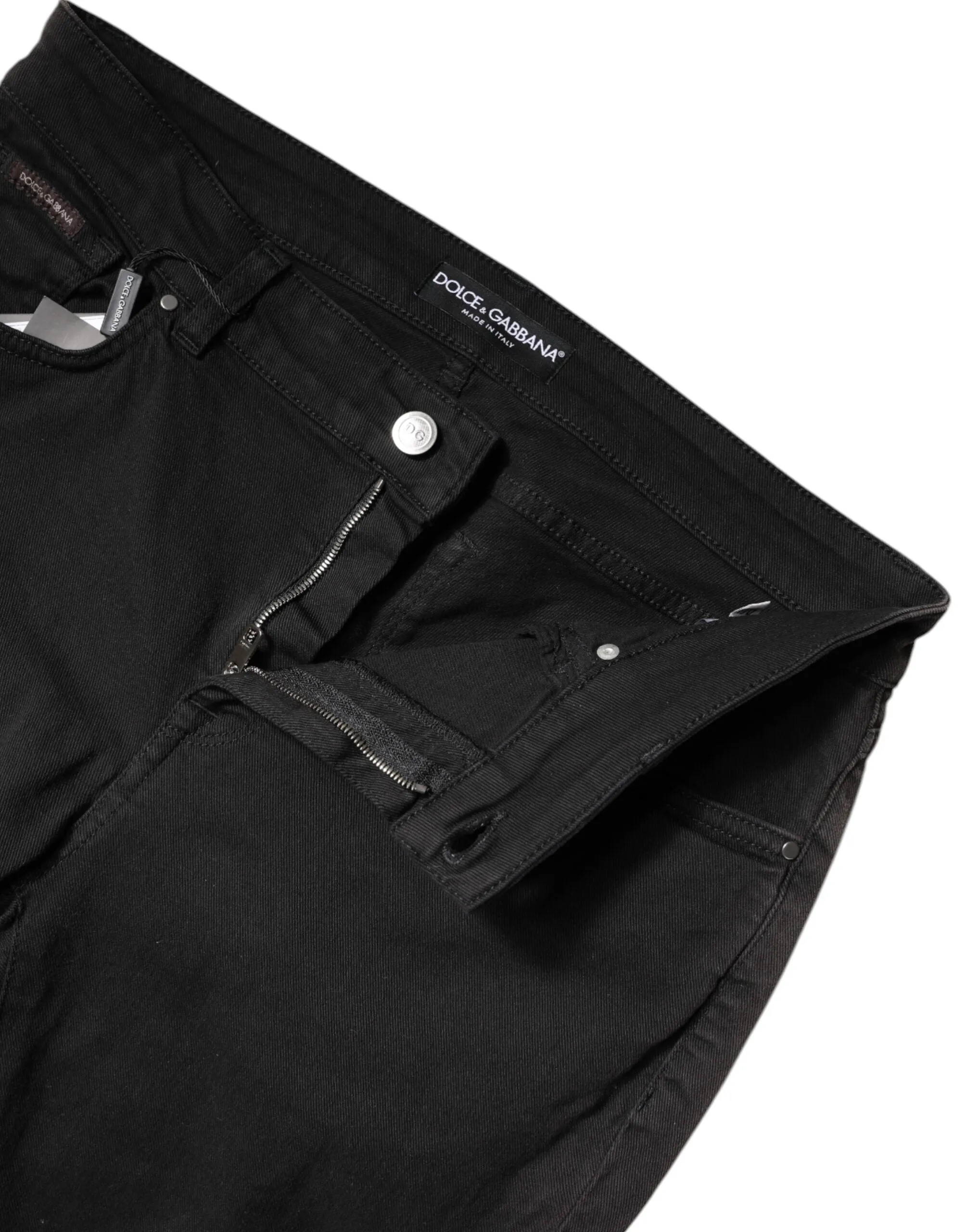 Black Cotton High Waist Skinny Denim Jeans