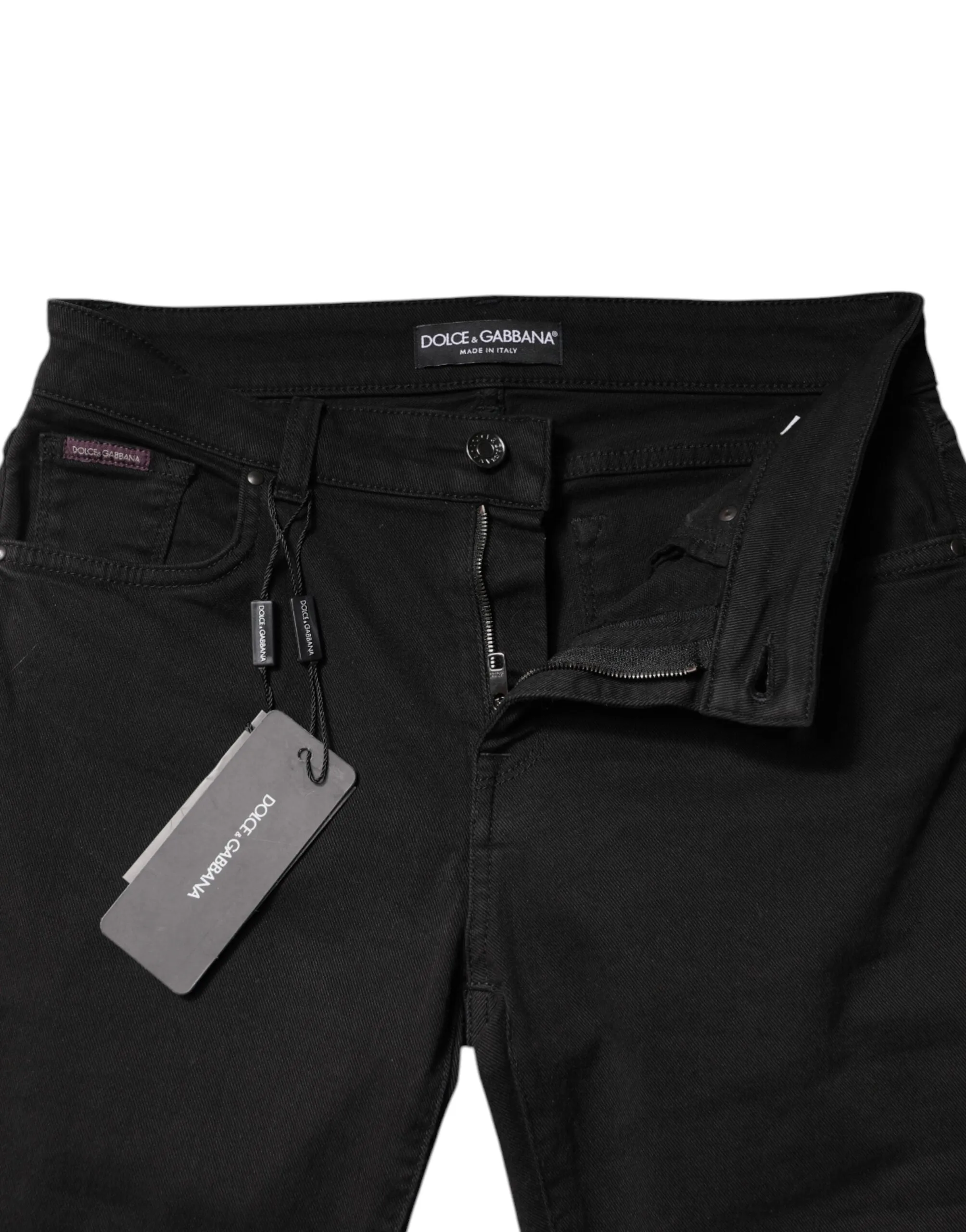 Black Cotton Mid Waisted Skinny Denim Jeans