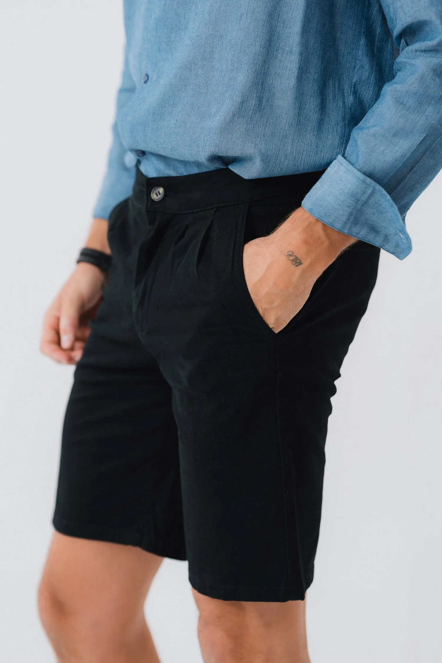 Black Regular Fit Chino Shorts