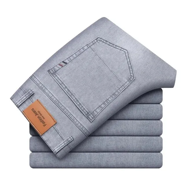 BlauStil Herren Geschäfts-Casual Hoch taillierte Stretch-Denim-Jeans