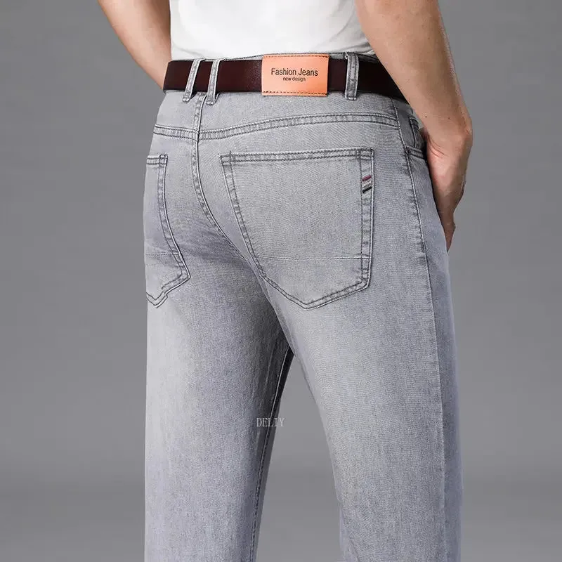 BlauStil Herren Geschäfts-Casual Hoch taillierte Stretch-Denim-Jeans