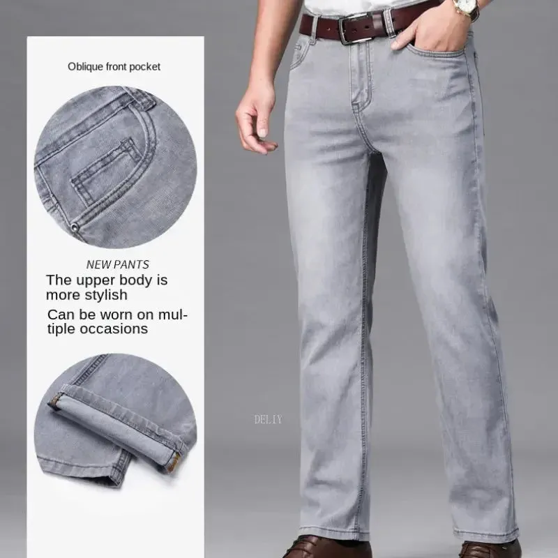 BlauStil Herren Geschäfts-Casual Hoch taillierte Stretch-Denim-Jeans