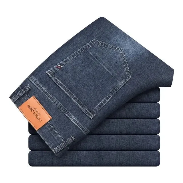 BlauStil Herren Geschäfts-Casual Hoch taillierte Stretch-Denim-Jeans