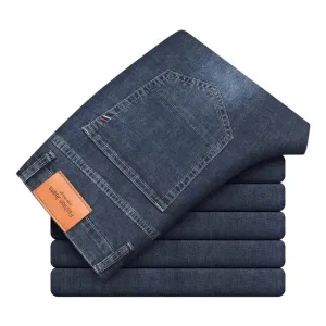 BlauStil Herren Geschäfts-Casual Hoch taillierte Stretch-Denim-Jeans