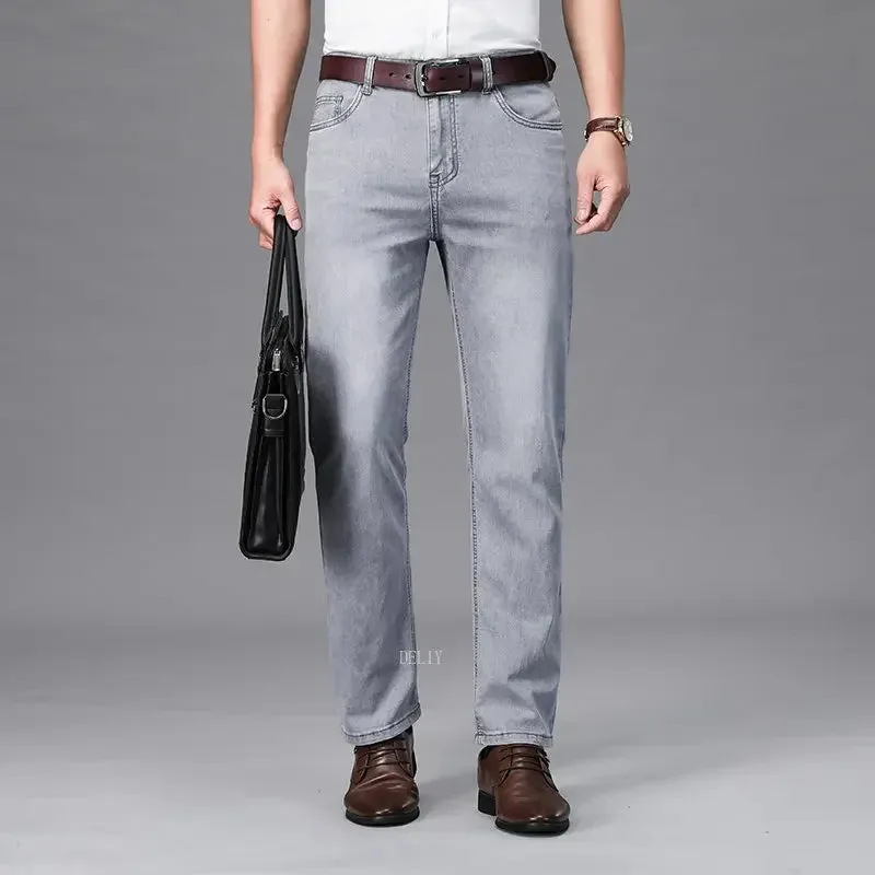BlauStil Herren Geschäfts-Casual Hoch taillierte Stretch-Denim-Jeans