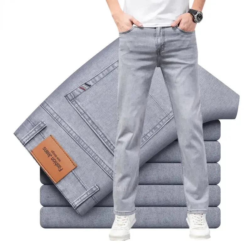 BlauStil Herren Geschäfts-Casual Hoch taillierte Stretch-Denim-Jeans