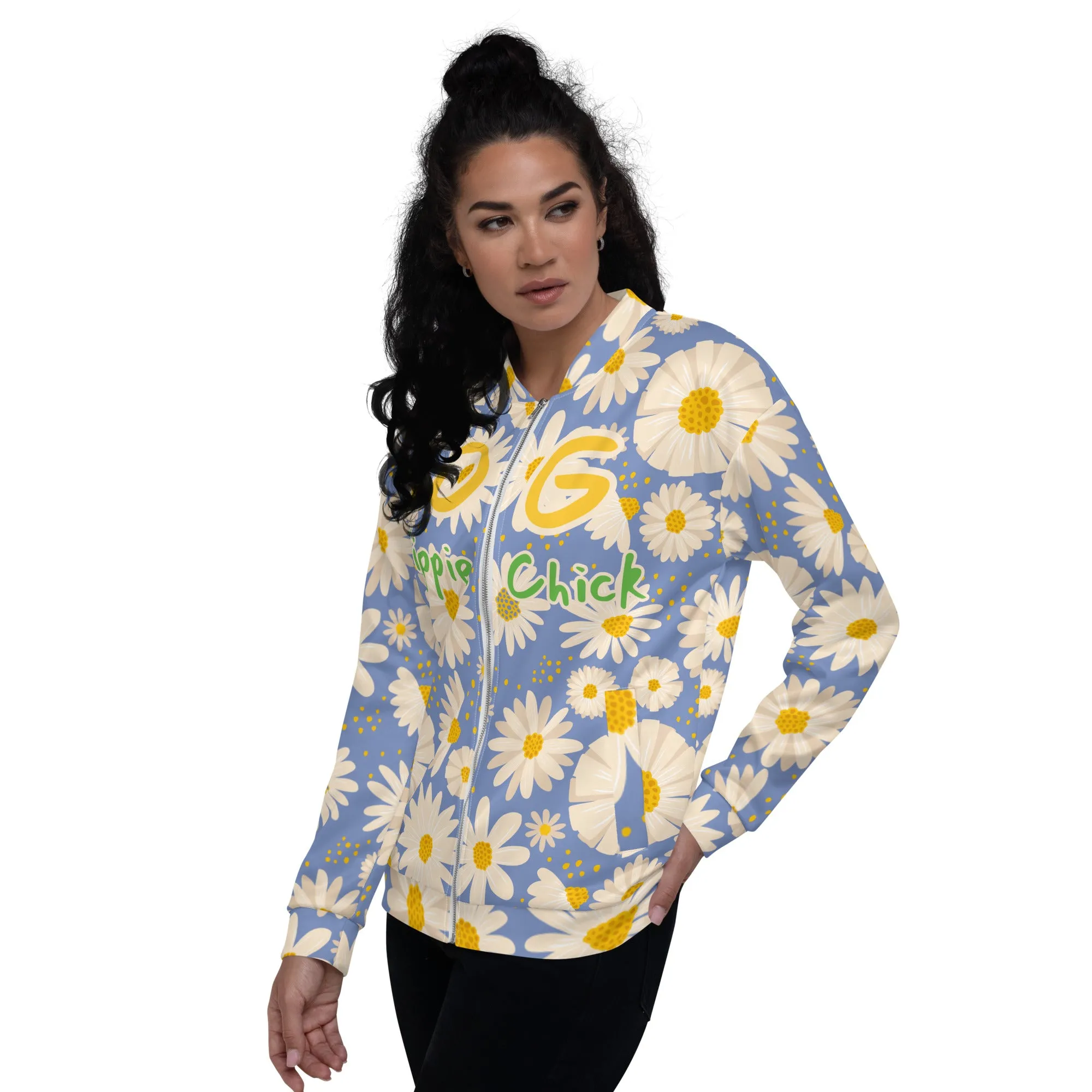 Blue Daisies Bomber Jacket - OG Hippie Chick