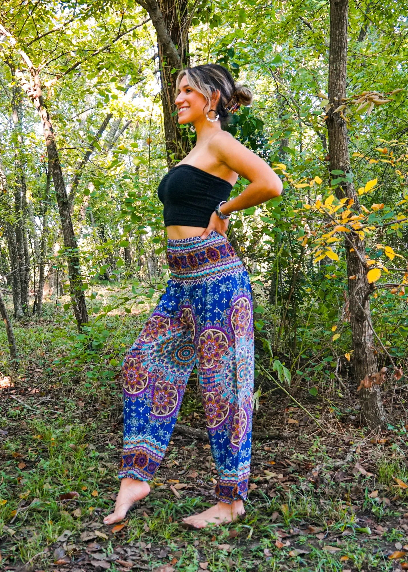 Blue Lotus Chakra Floral Harem Pants