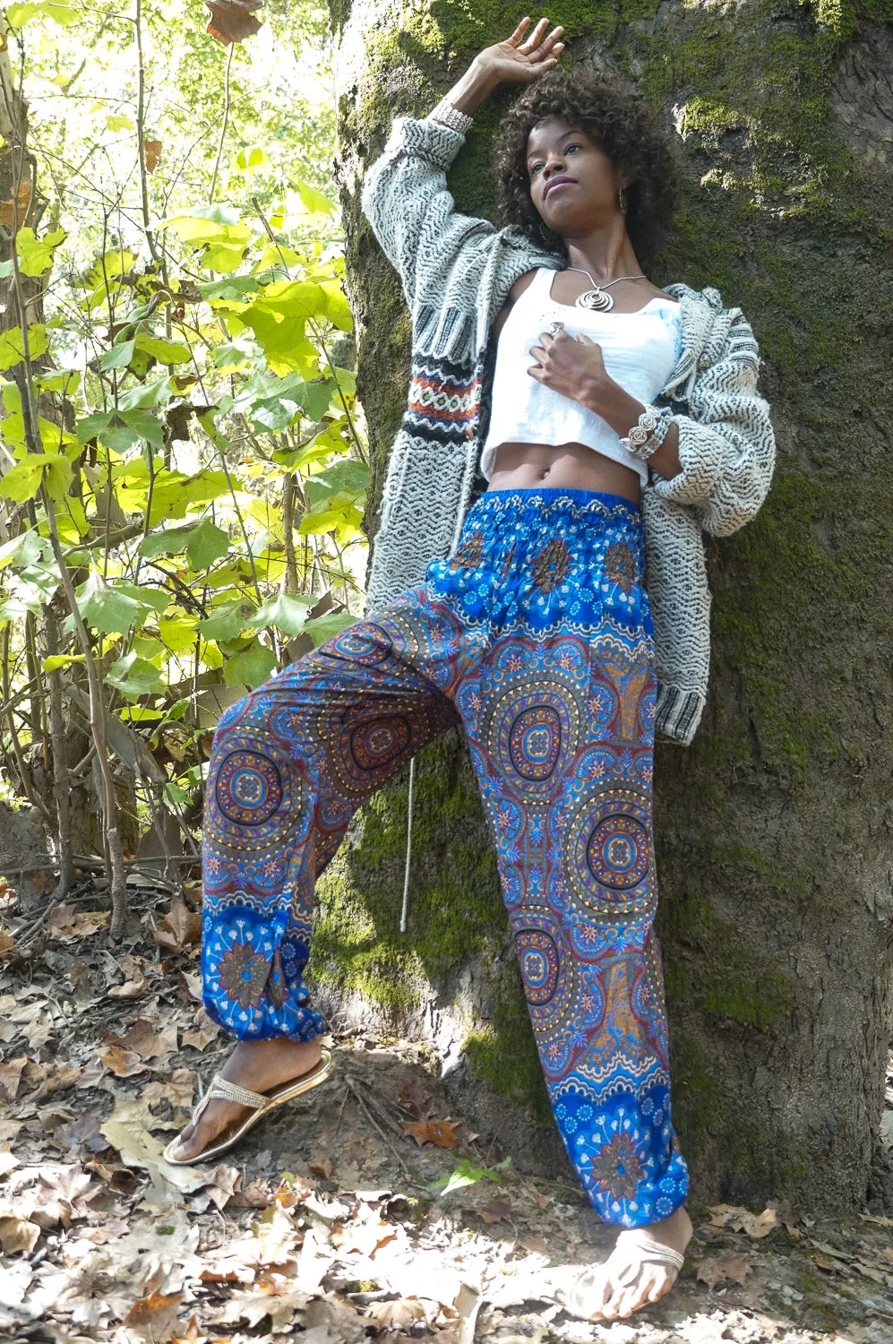 Blue Pendant Mandala Harem Pants