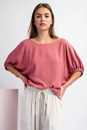 Blush Breeze Bubble Sleeve Top