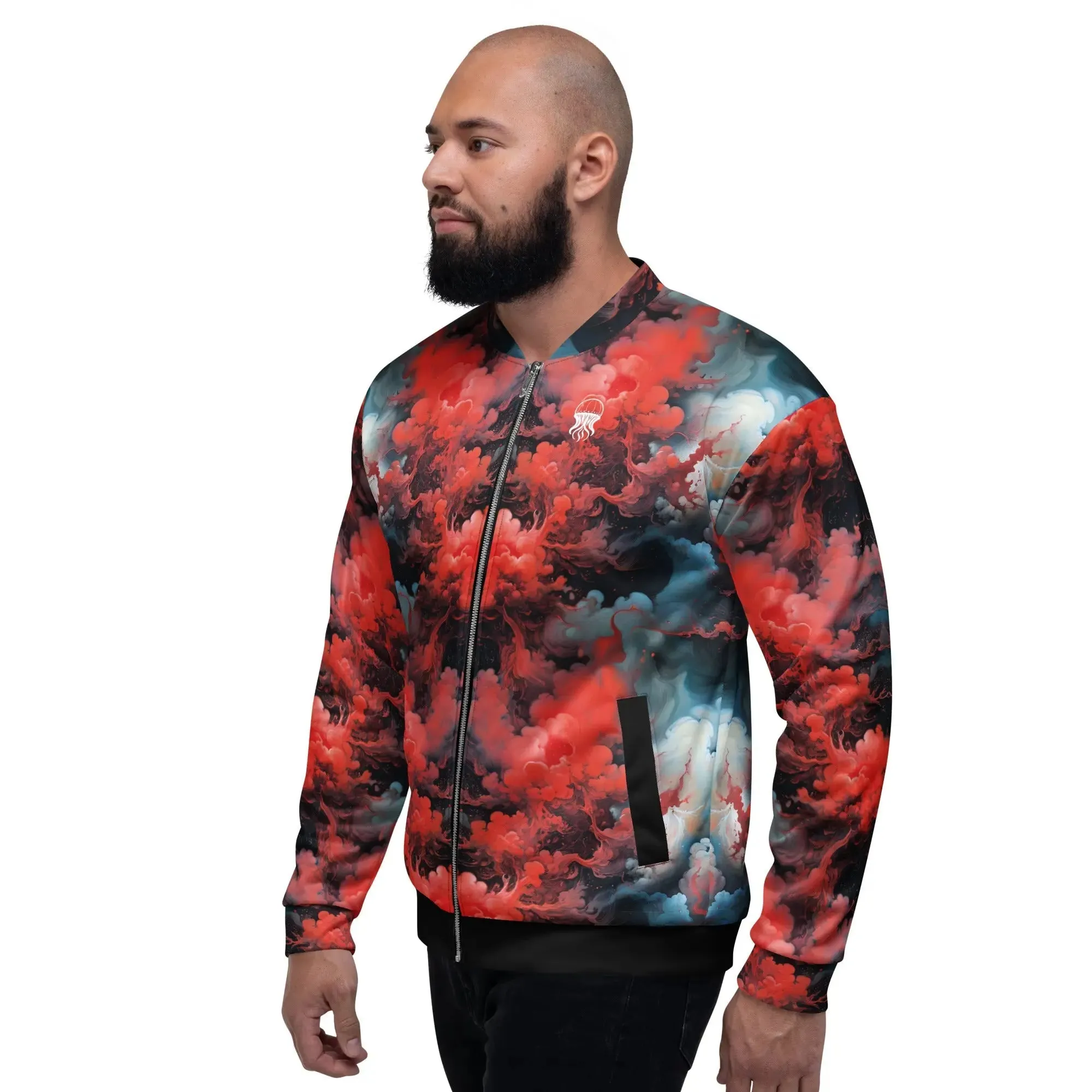 Bomber Jacket Ethereal Crimson Flow - Dark