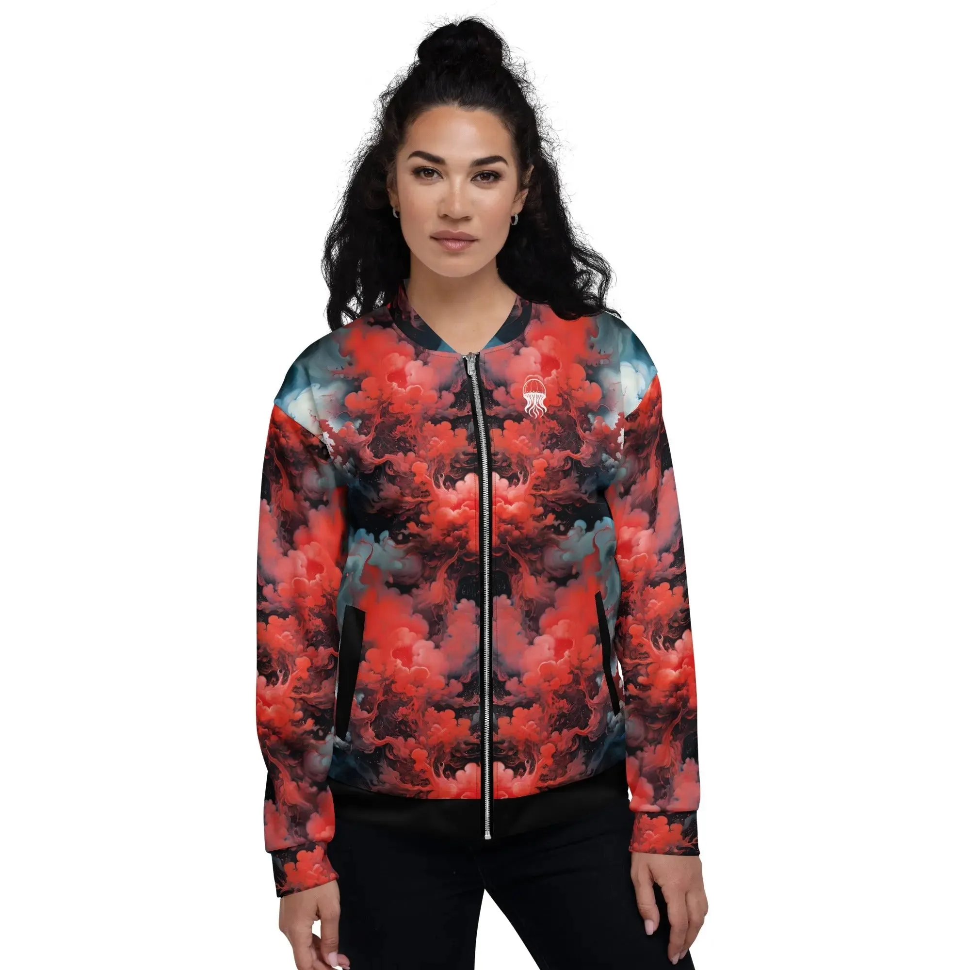 Bomber Jacket Ethereal Crimson Flow - Dark