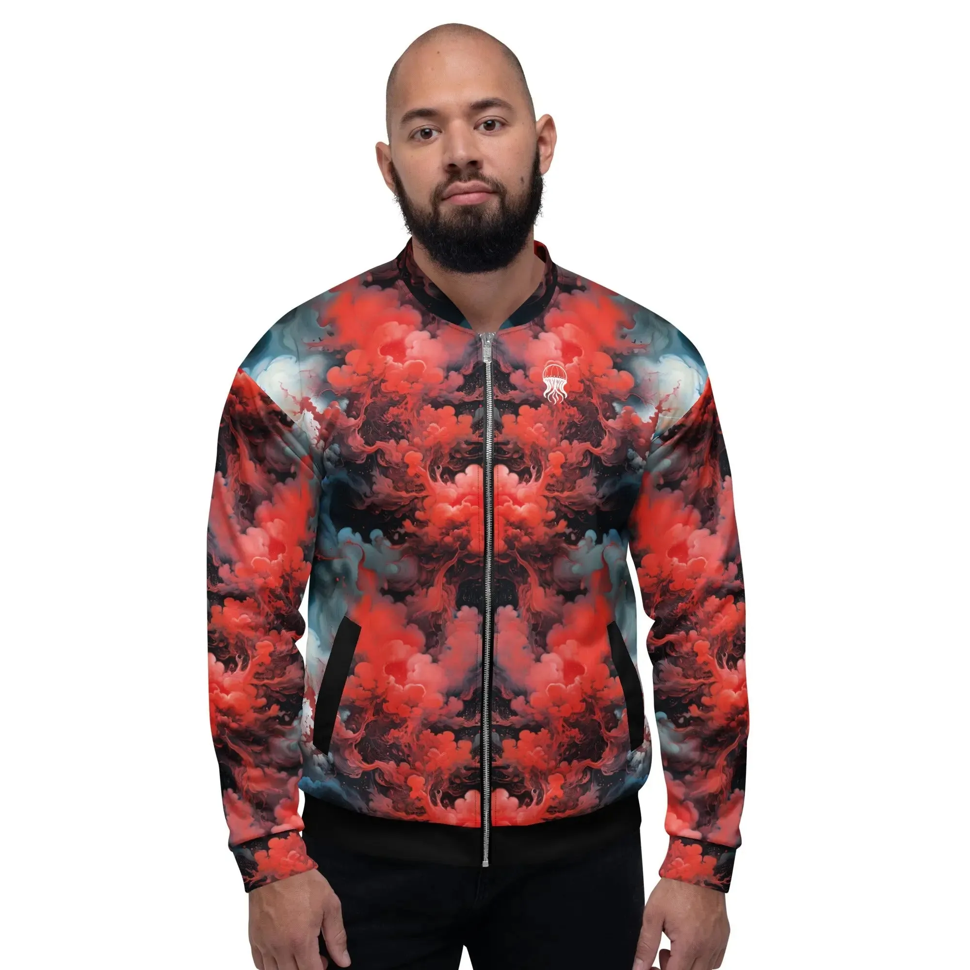 Bomber Jacket Ethereal Crimson Flow - Dark