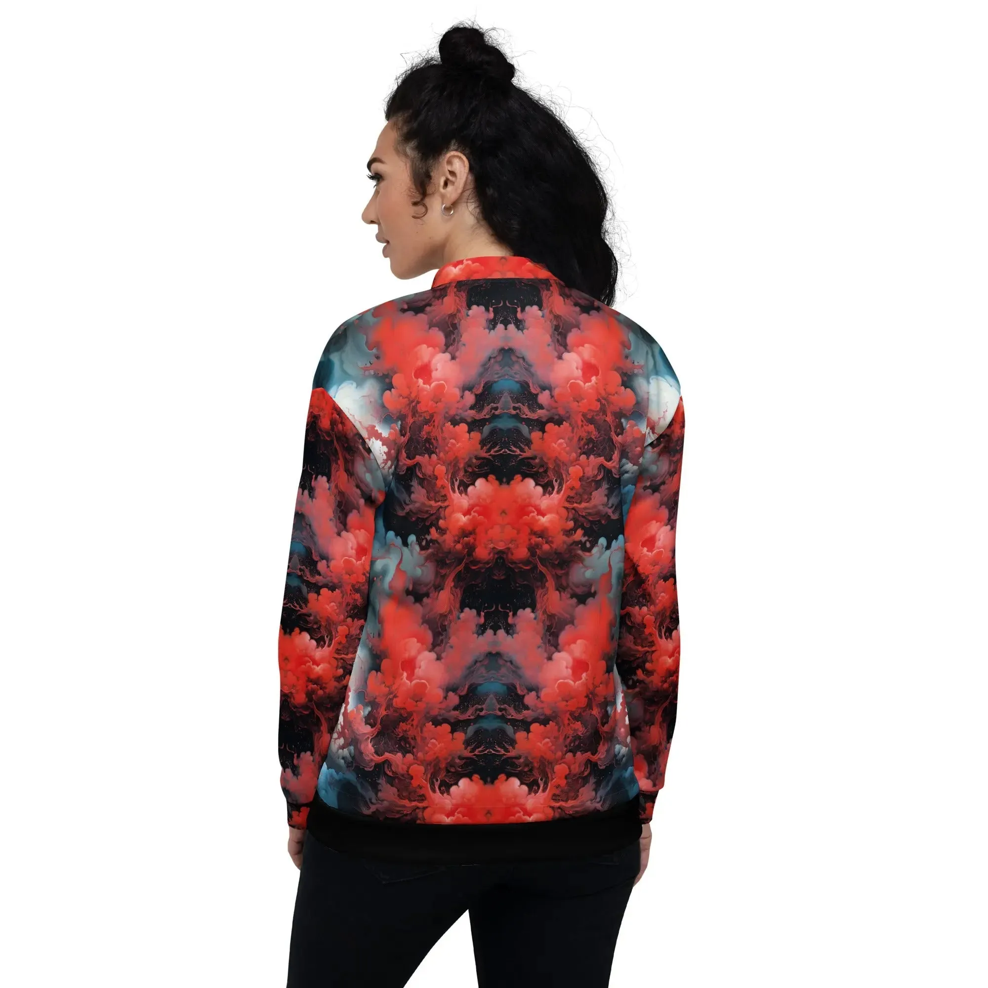 Bomber Jacket Ethereal Crimson Flow - Dark