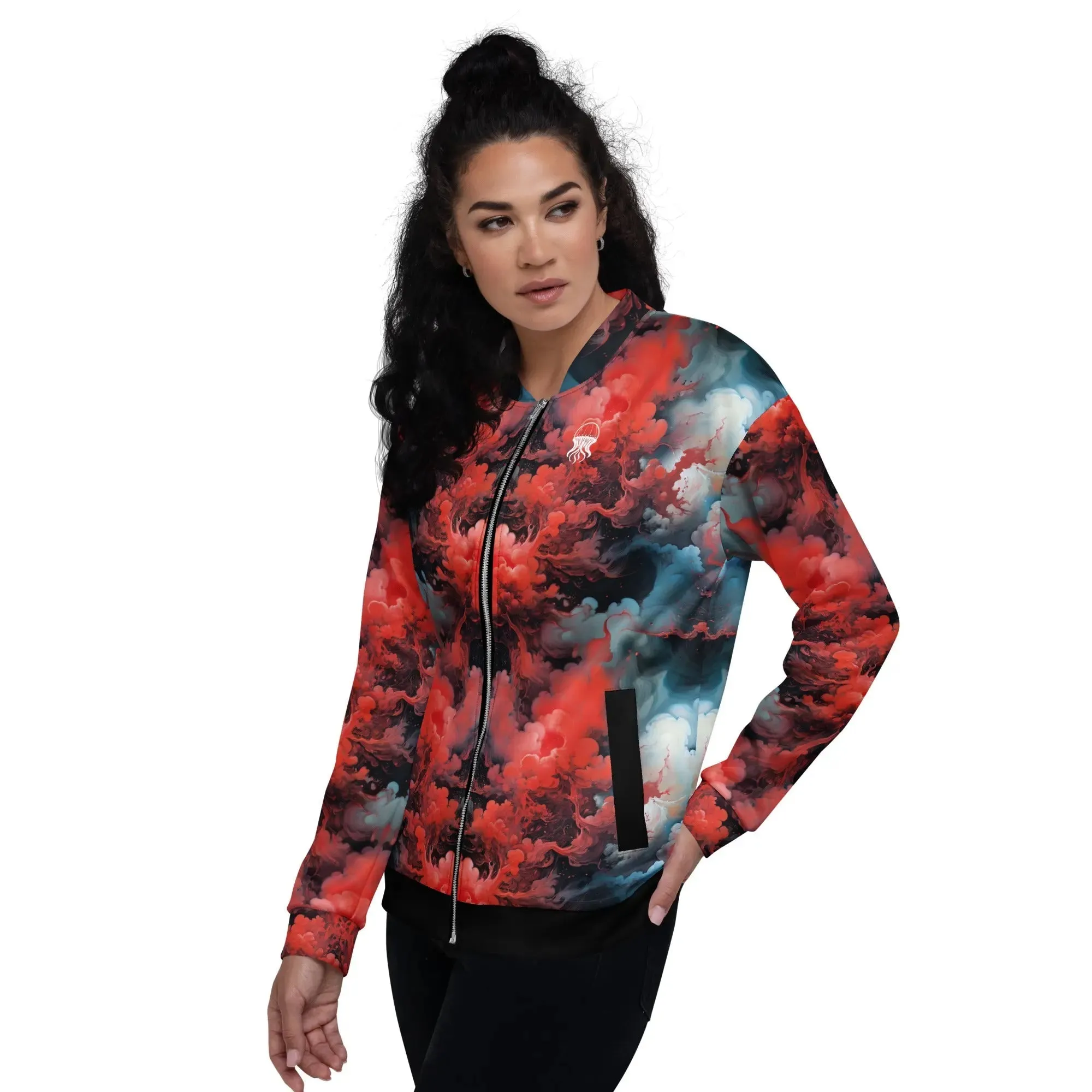 Bomber Jacket Ethereal Crimson Flow - Dark