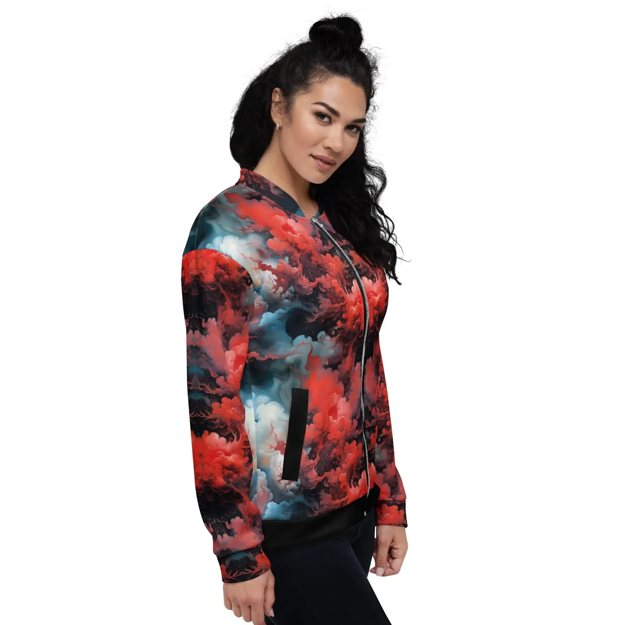 Bomber Jacket Ethereal Crimson Flow - Dark