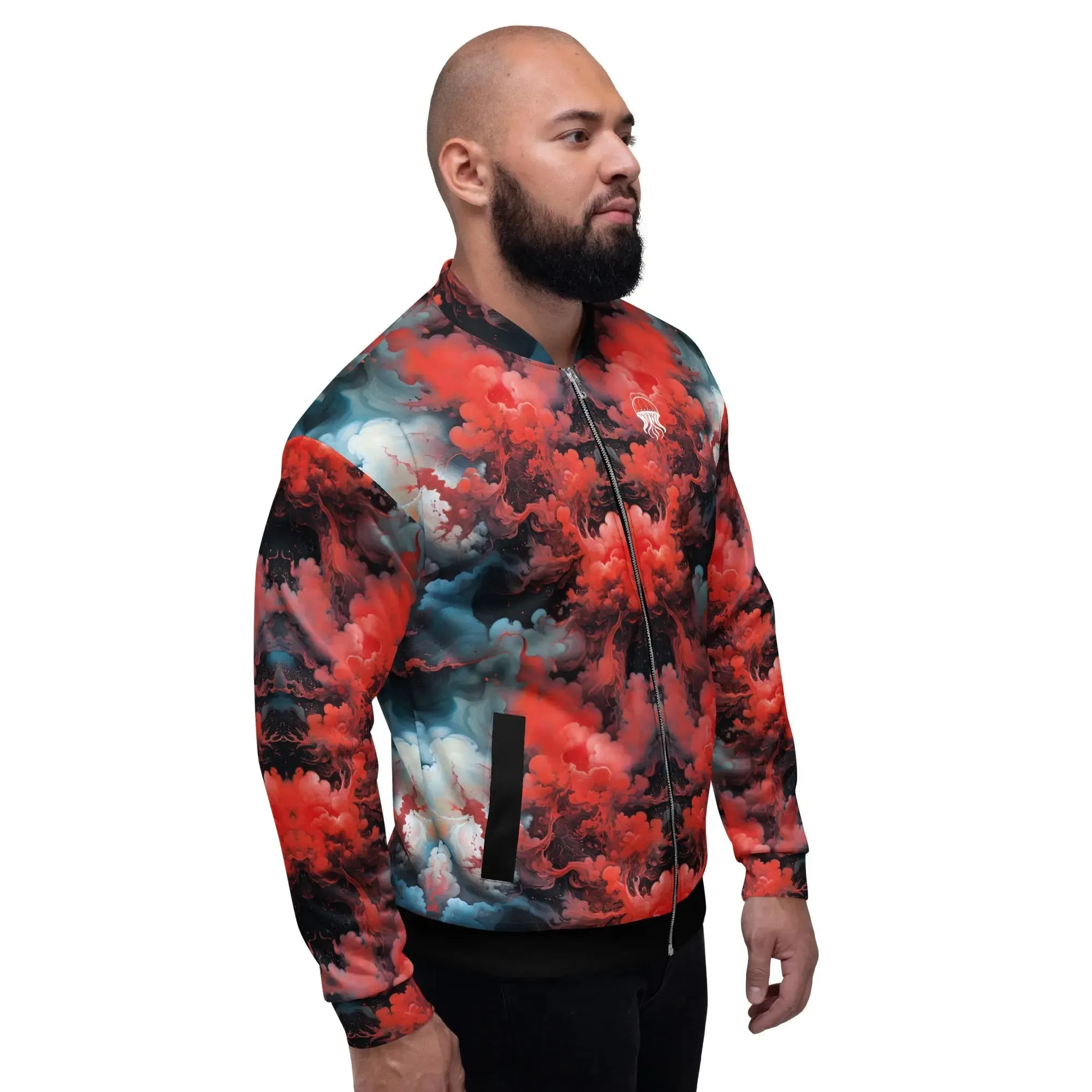 Bomber Jacket Ethereal Crimson Flow - Dark
