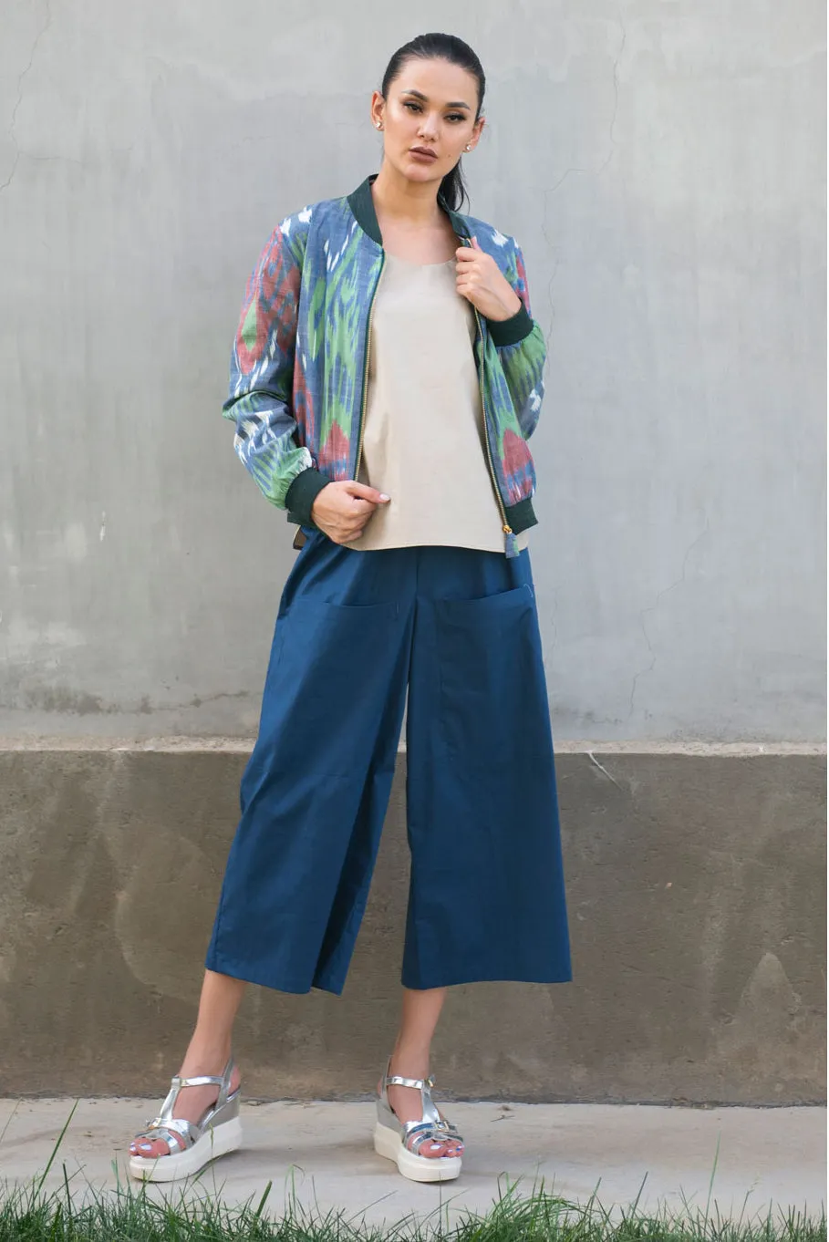 Bomber Jacket with Ikat