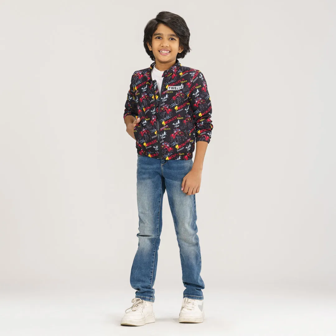 Boys Red & Black Bomber Jacket