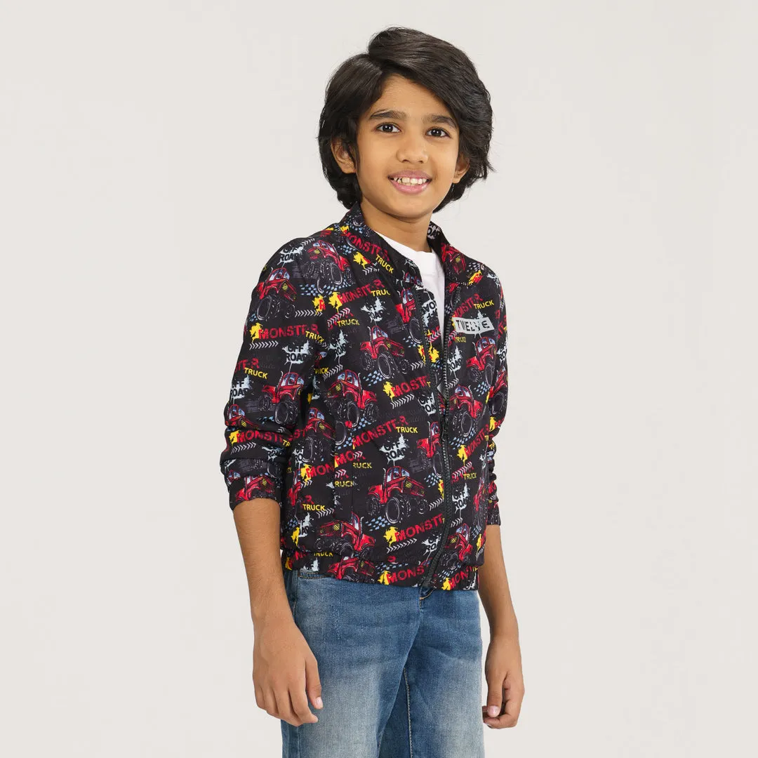 Boys Red & Black Bomber Jacket