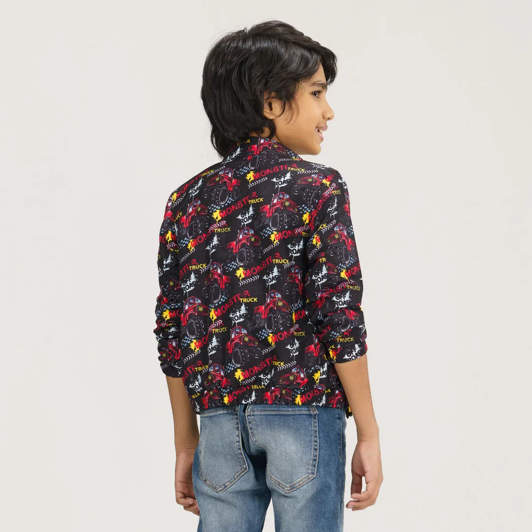 Boys Red & Black Bomber Jacket