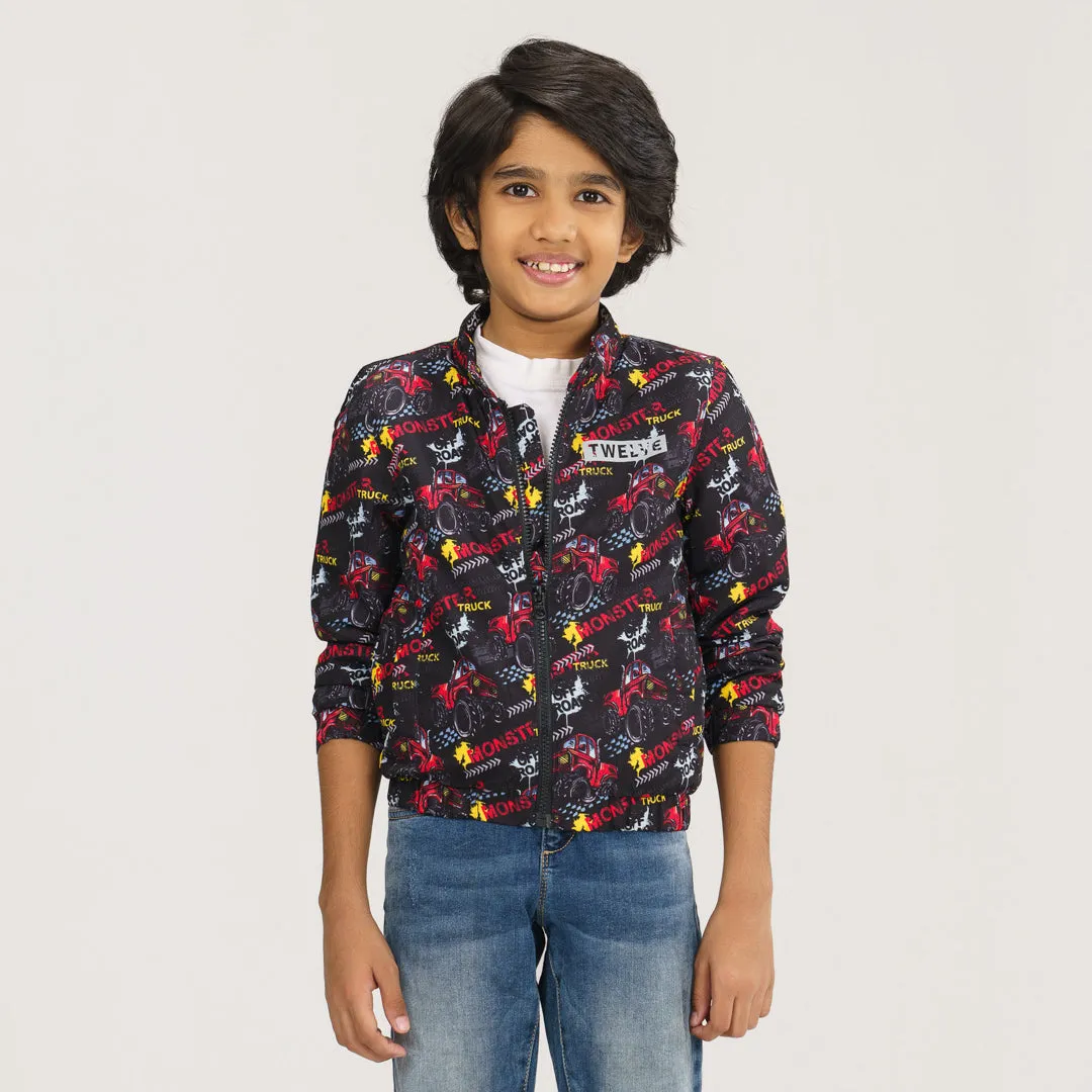 Boys Red & Black Bomber Jacket
