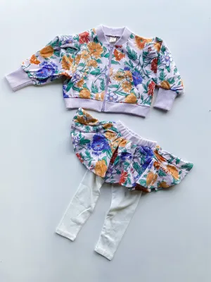 Bright Floral Skirt and Jacket Set