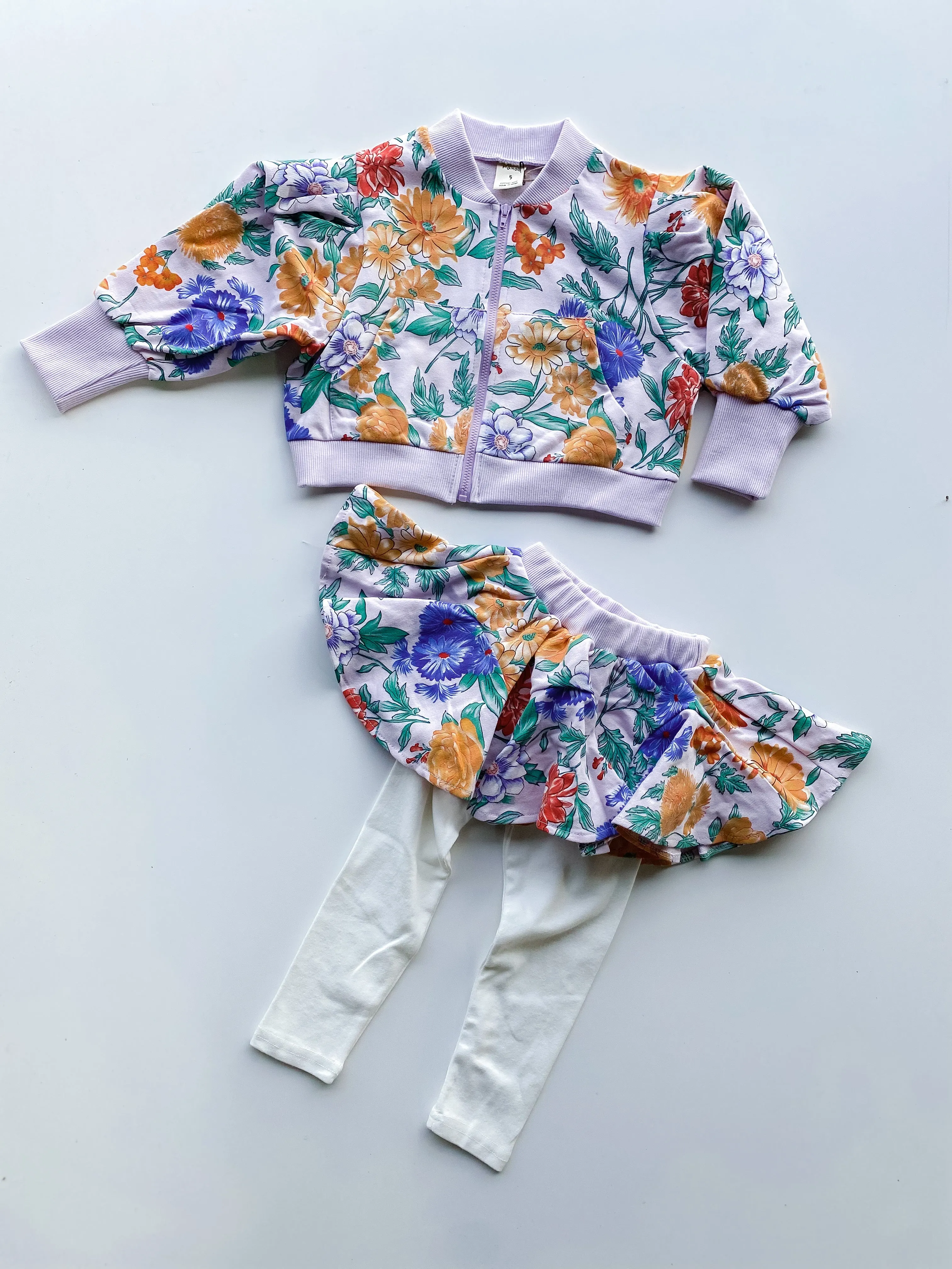 Bright Floral Skirt and Jacket Set