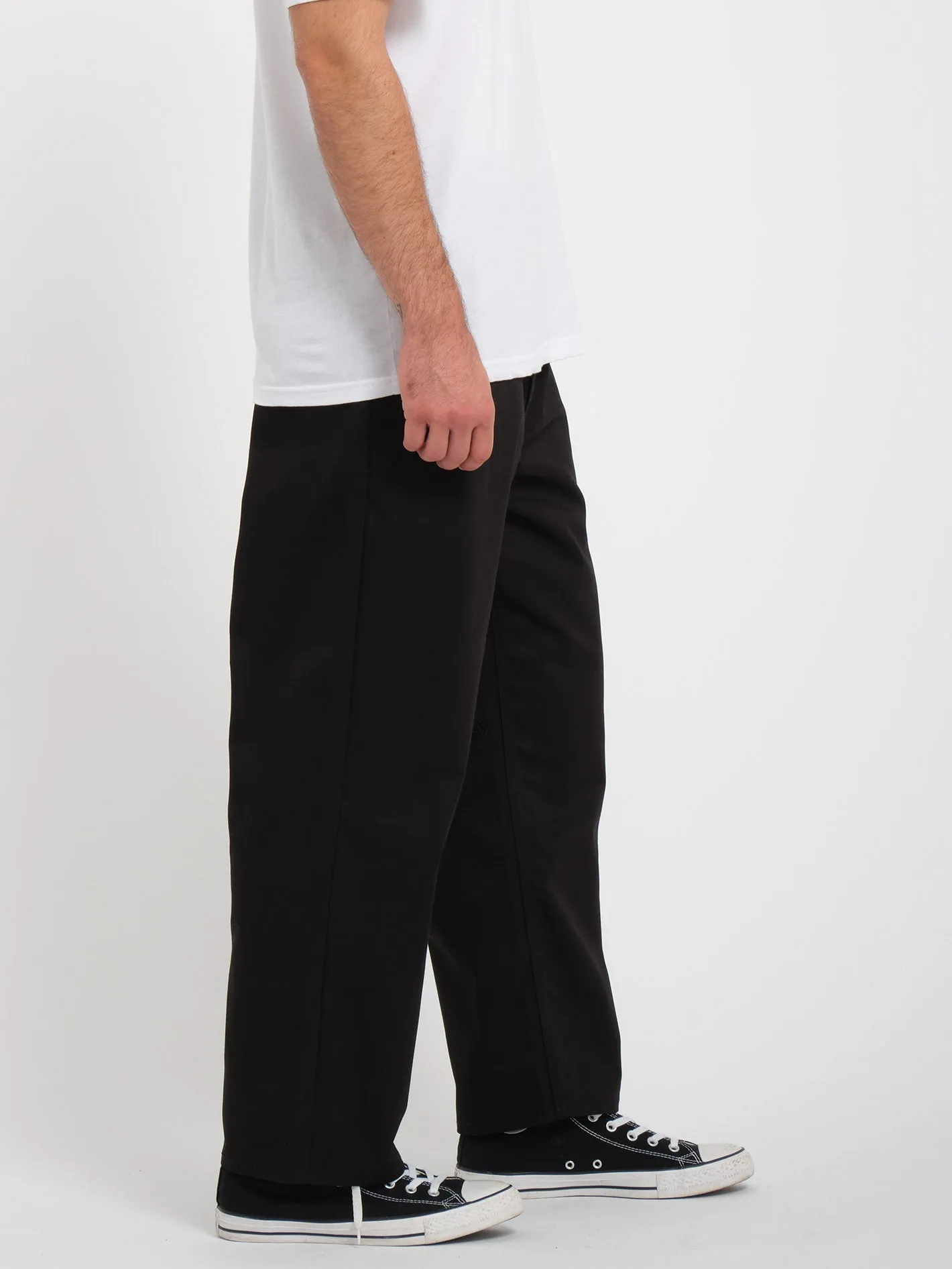 Briqlayer Plissee Chinohose - BLACK