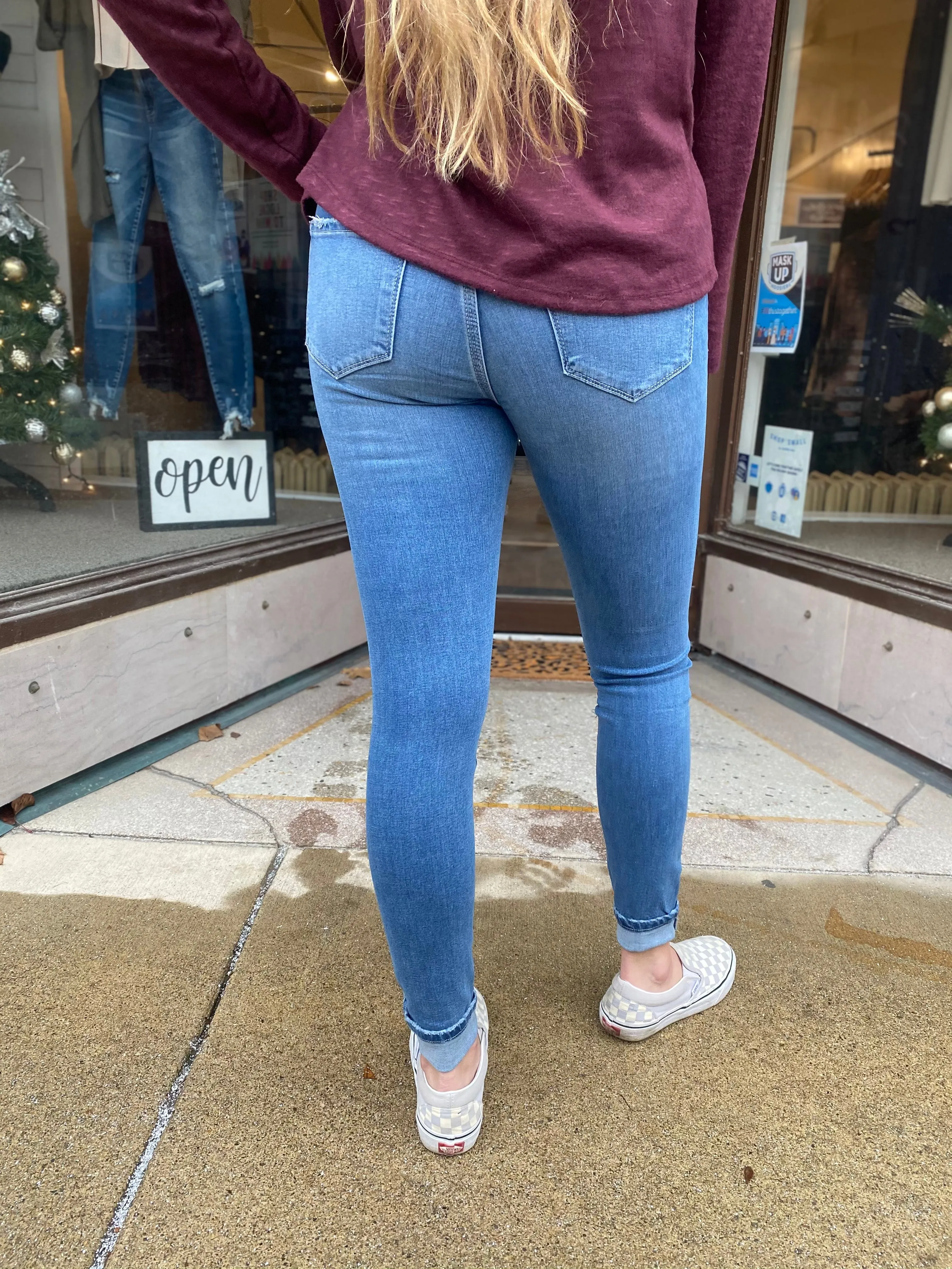 Brooke High Rise Button Skinny