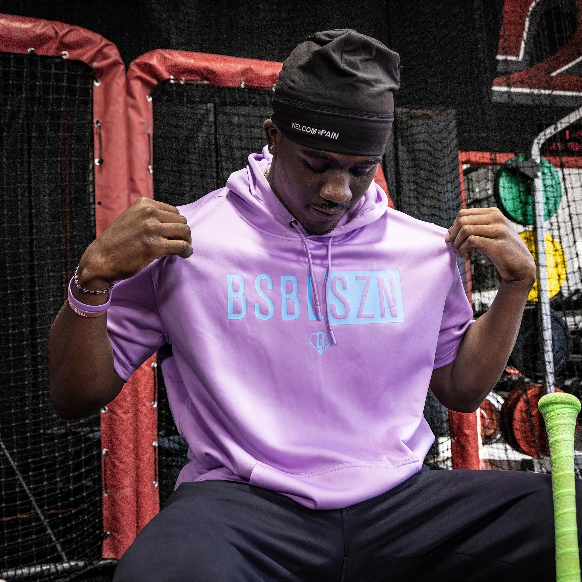 BSBL-SZN Short Sleeve Hoodie V2 - Lavender/Light Blue