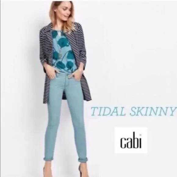 Cabi Tidal Blue Skinny Stretch Mid Rise Jeans Sz 6