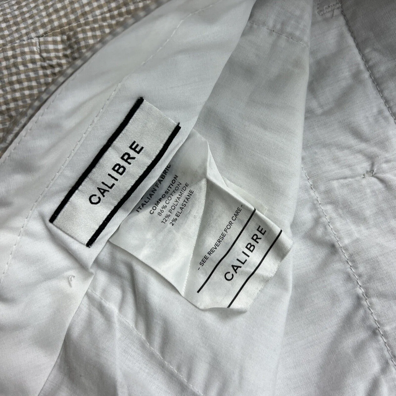 Calibre Mens Check Chino Shorts Size 34