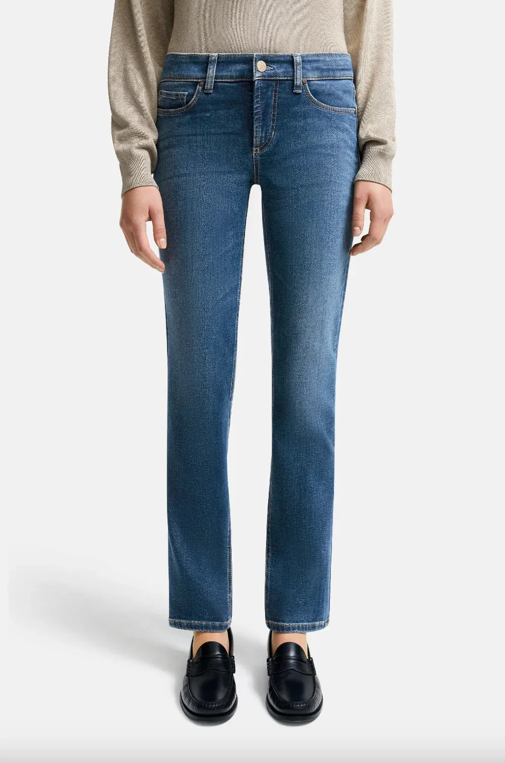 Cambio Piper Long mellomblå smal jeans