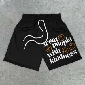 Casual Print Letter Track Shorts