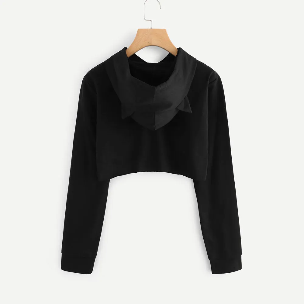 Cat Ears Crop Top Hoodie