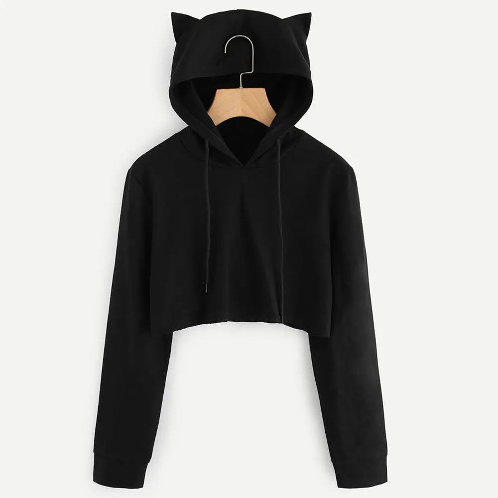 Cat Ears Crop Top Hoodie