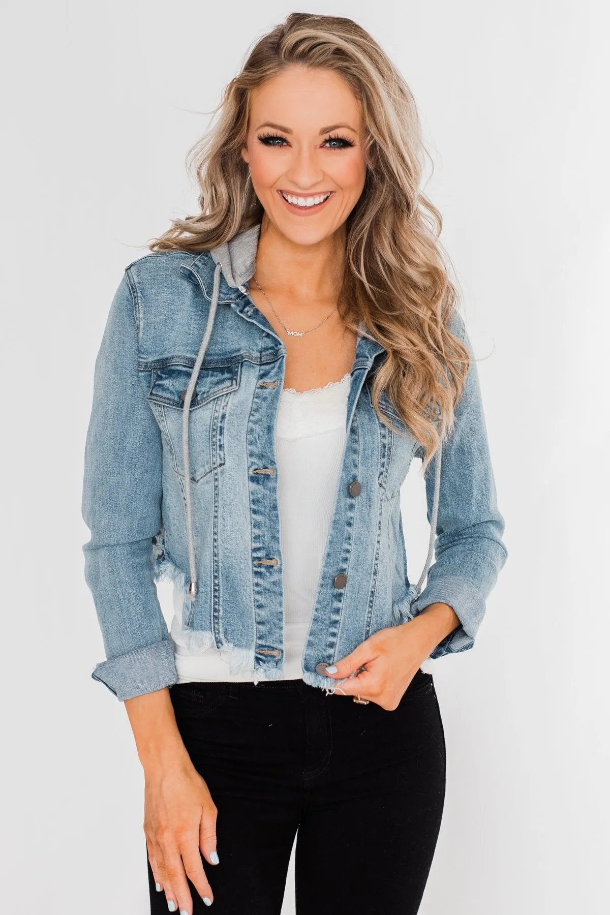 C'est Toi Frayed Hem Denim Jacket- Light Wash