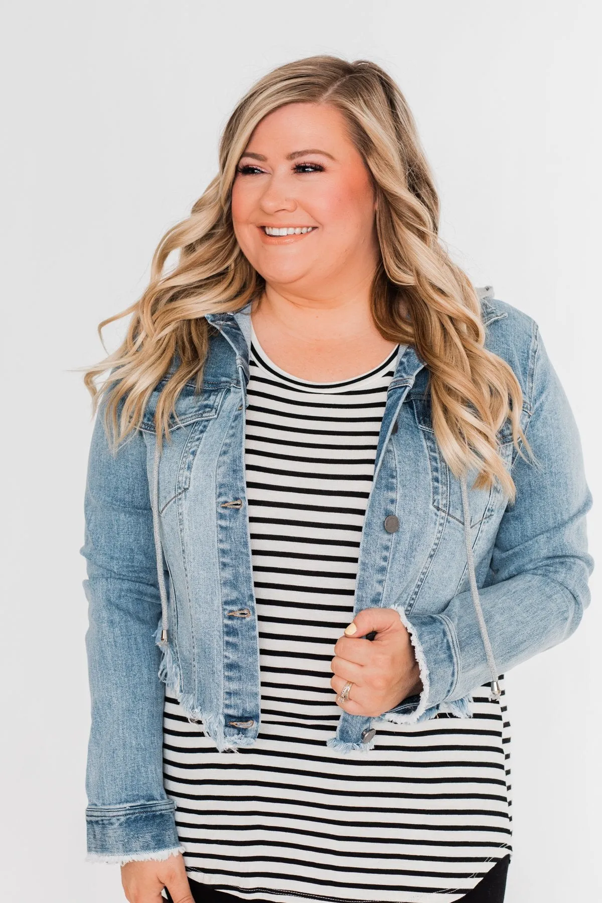C'est Toi Frayed Hem Denim Jacket- Light Wash