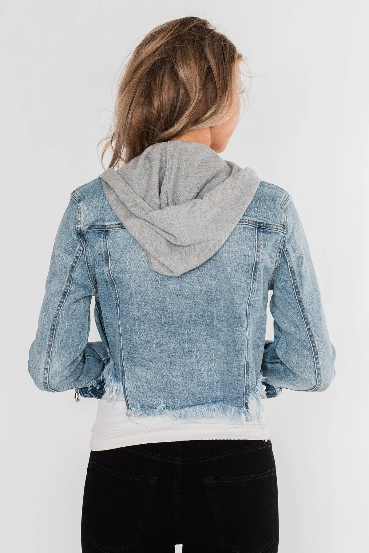 C'est Toi Frayed Hem Denim Jacket- Light Wash