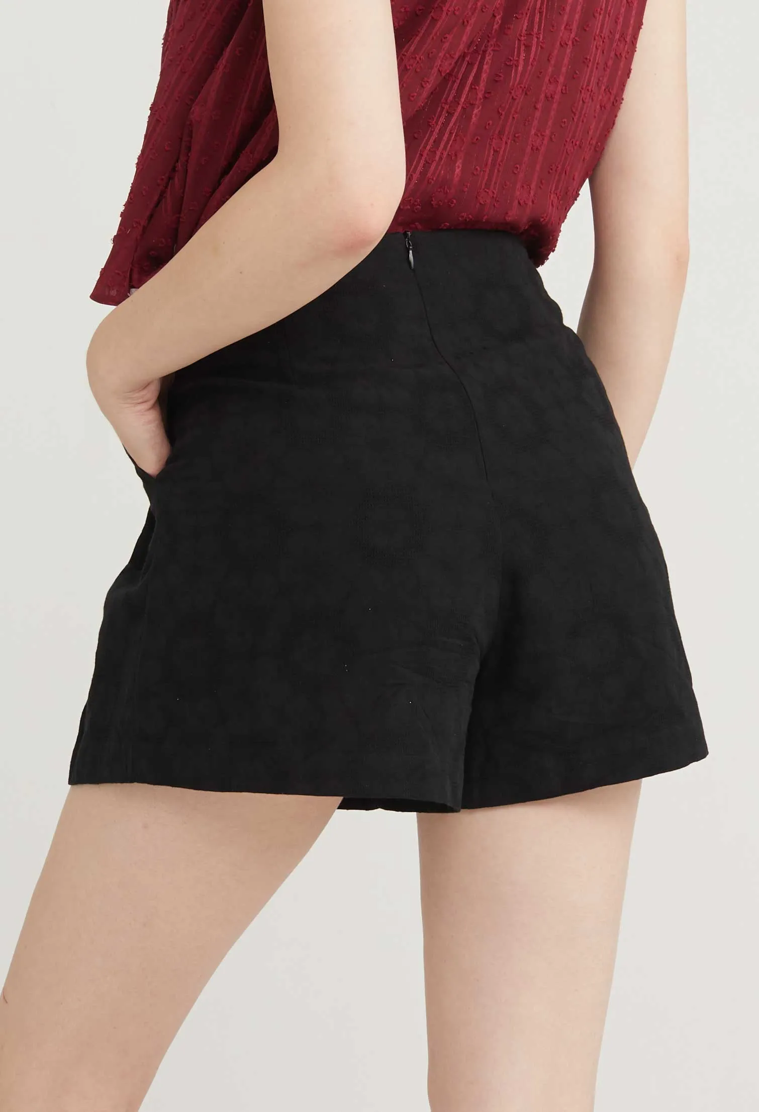 Cherry Blossom Wide Leg Pleated Shorts