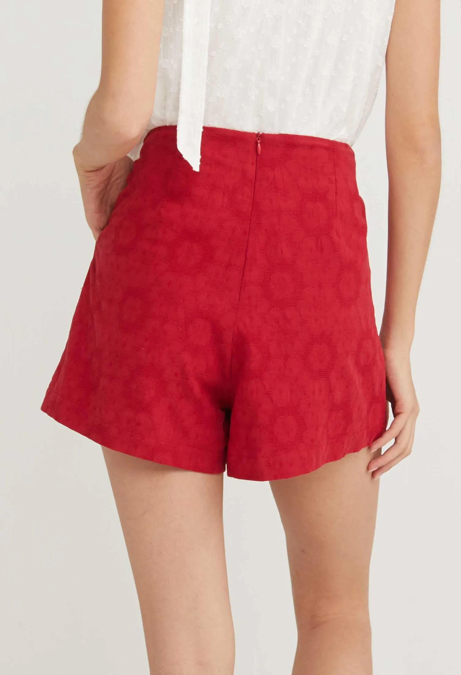 Cherry Blossom Wide Leg Pleated Shorts