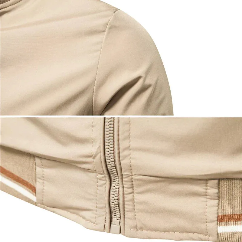 Chic Men's Bomber Jacket with Stylish Round Collar