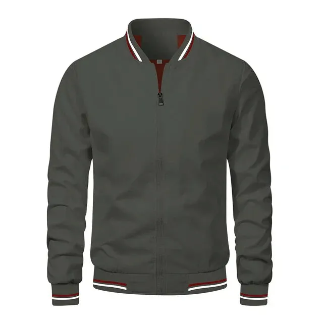 Chic Men's Bomber Jacket with Stylish Round Collar